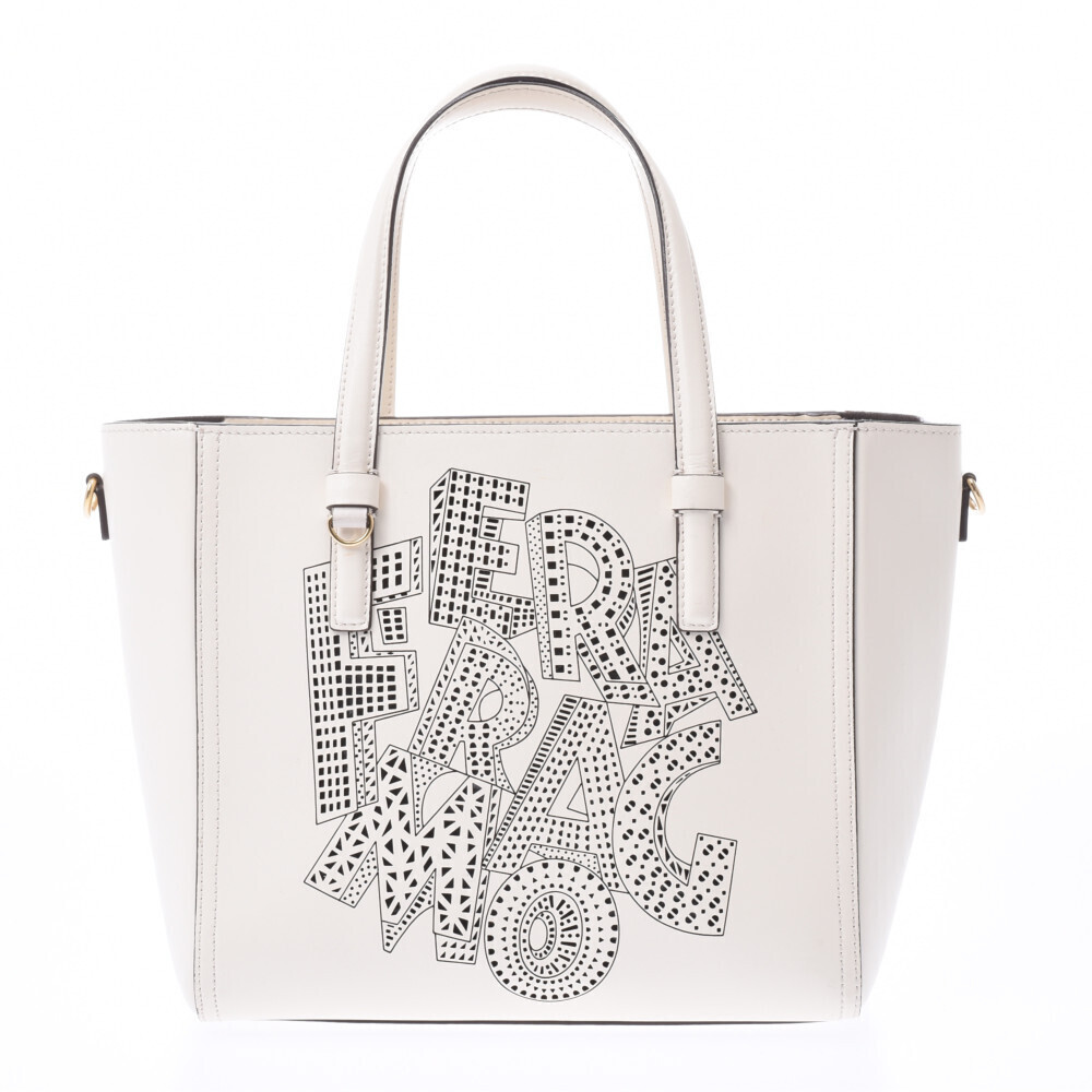 Salvatore Ferragamo Punched Bag Ivory White Leather Handbag